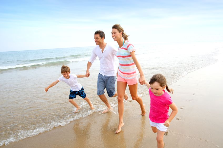 family at beach